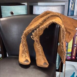 Women's Tan Lace-Up Boots